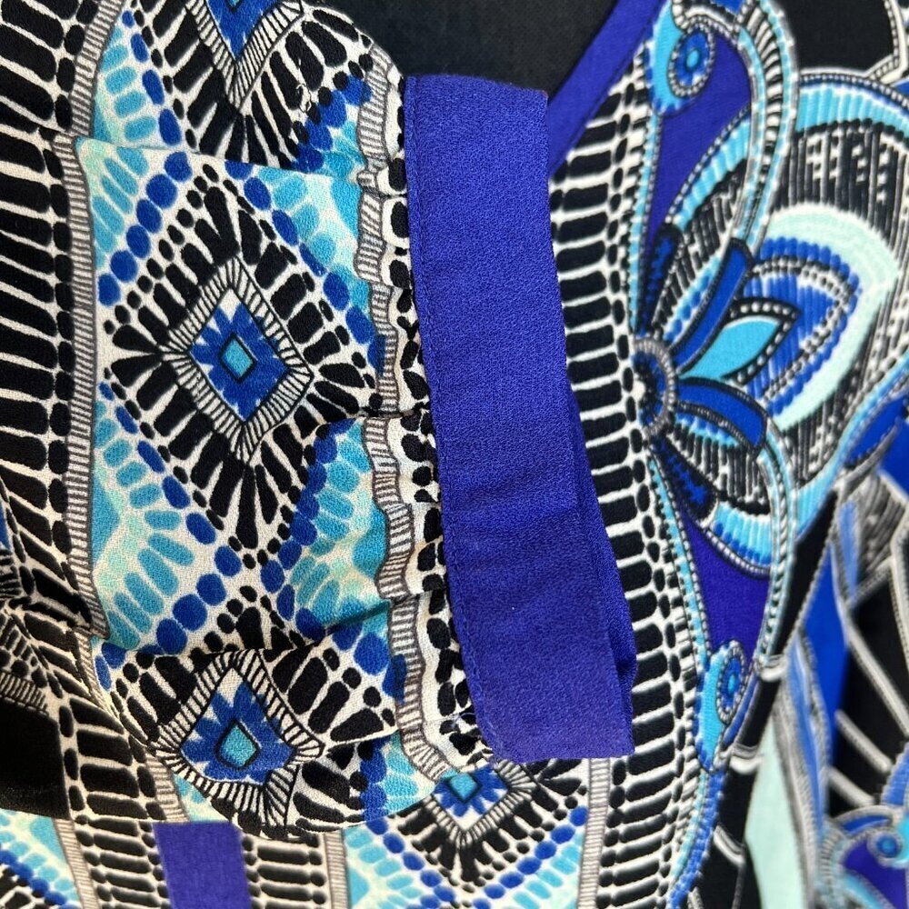 GLAM - BLUE GEOMETRIC PRINT DRESS - SIZE L - Picture 4 of 5